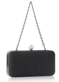 Whiting & Davis Cassie Pearl Minaudiere Matte Black Whiting & Davis