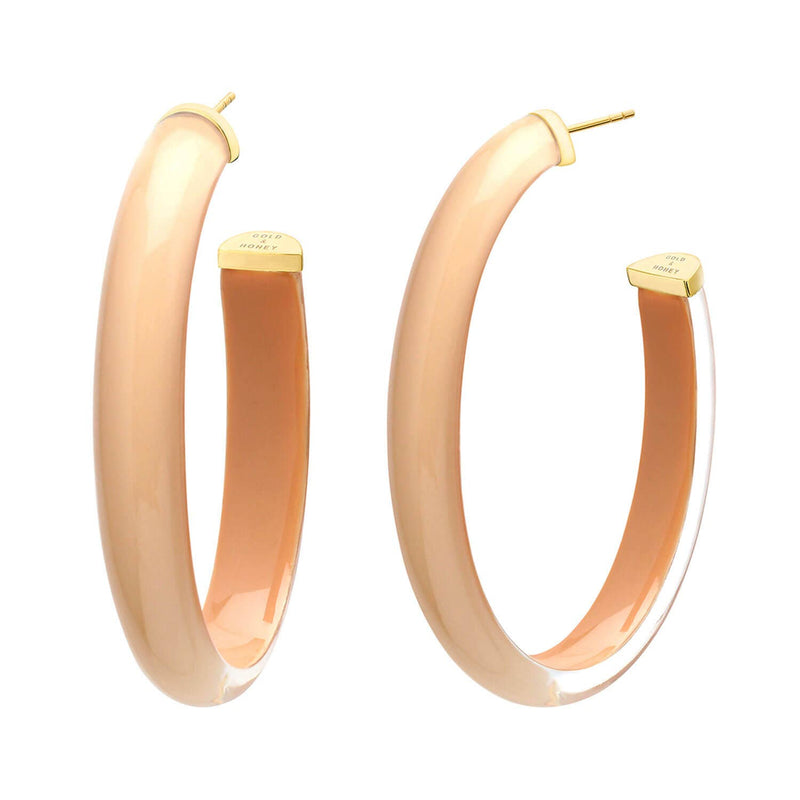 2.75" XL Caramel Oval Illusion Hoops in Nude
