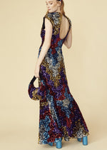 Multi Sequin Fish Tail Maxi Dress