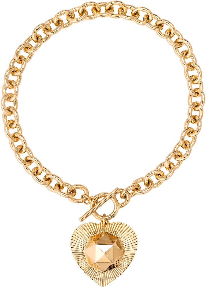 Janis Savitt Heart Toggle Necklace in Gold Janis Savitt