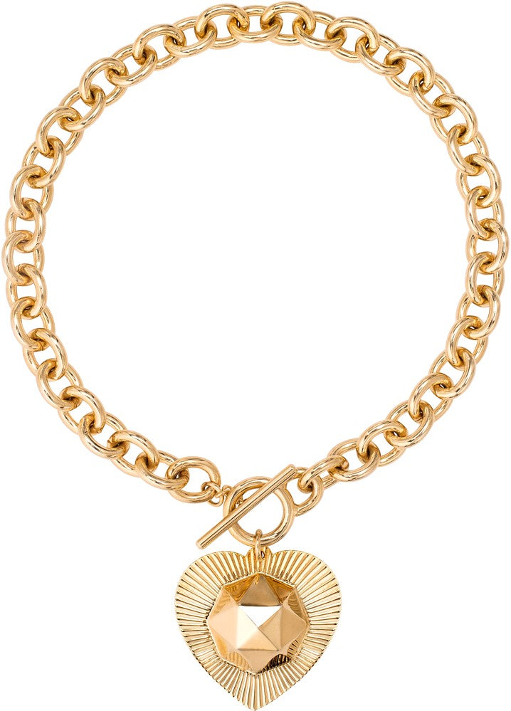 Janis Savitt Heart Toggle Necklace in Gold