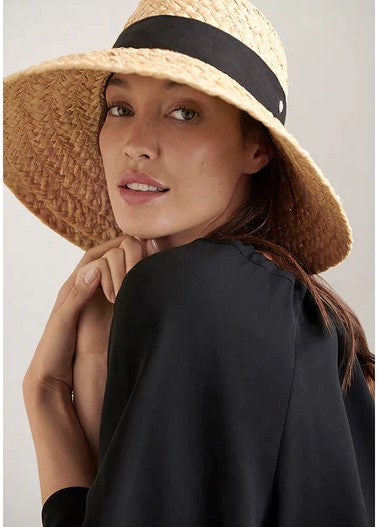 Helen Kaminski Classic 5 Raffia Hat with Black Grosgrain Hats Helen Kaminski
