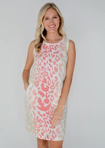 I Linen Leopard Coral Dress