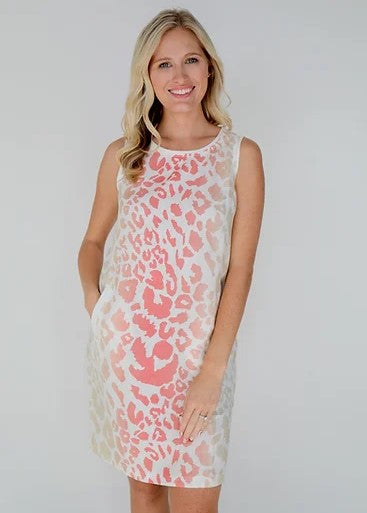 I Linen Leopard Coral Dress