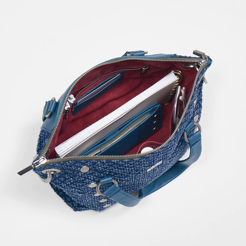 Hammitt Daniel Medium Weekend Blues/Brushed Silver Handbags HAMMITT, LA