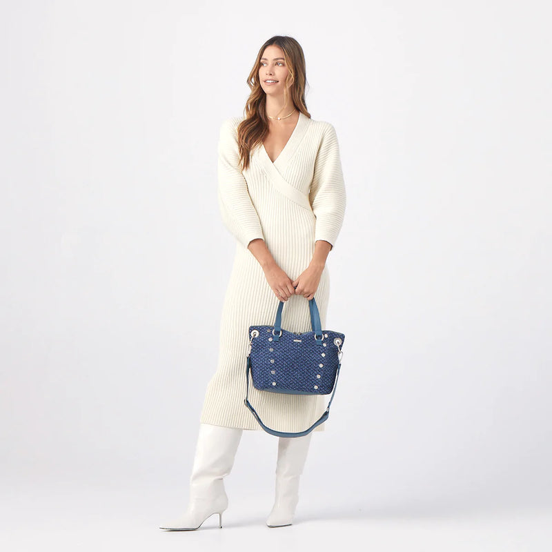 Hammitt Daniel Medium Weekend Blues/Brushed Silver Handbags HAMMITT, LA