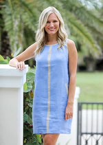 I Linen Periwinkle Gold Dress