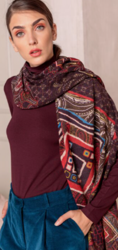 Printed scarf Geometric - Brown