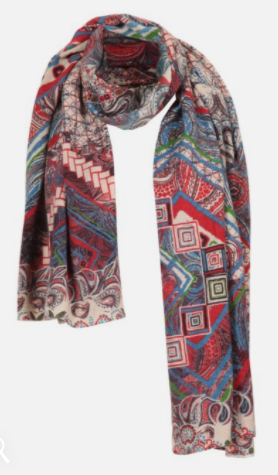 Printed Geometric scarf - white Scarf SPRING FROST Boutique