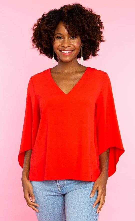 Red Wide Sleeve Top