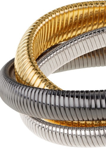 Janis Savitt Triple Cobra Bracelet in Gold, Rhodium, Gunmetal
